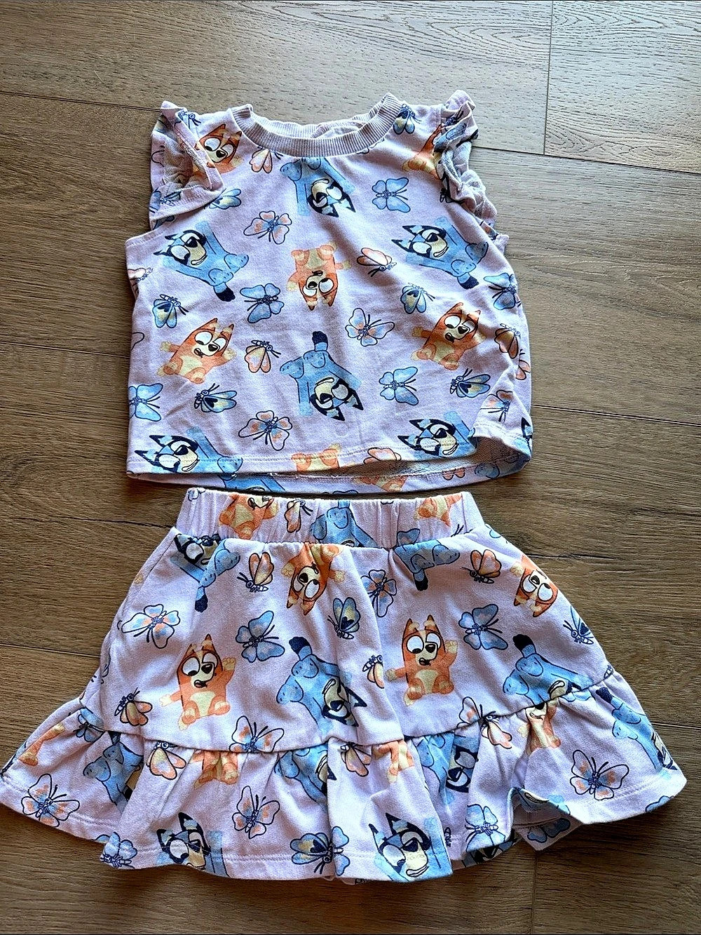 Bluey Girls Floral Matching Set Size 4T Like New